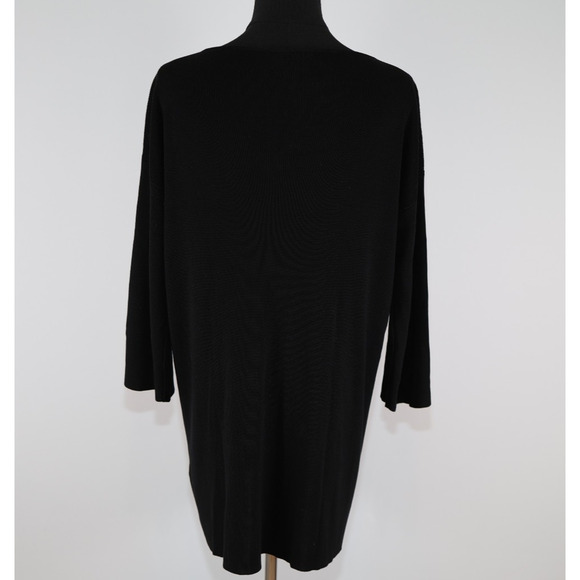 A6 Auth EILEEN FISHER Black/White Sleek Tencel Bateau Neck Top Tunic Size S/P - Picture 4 of 6